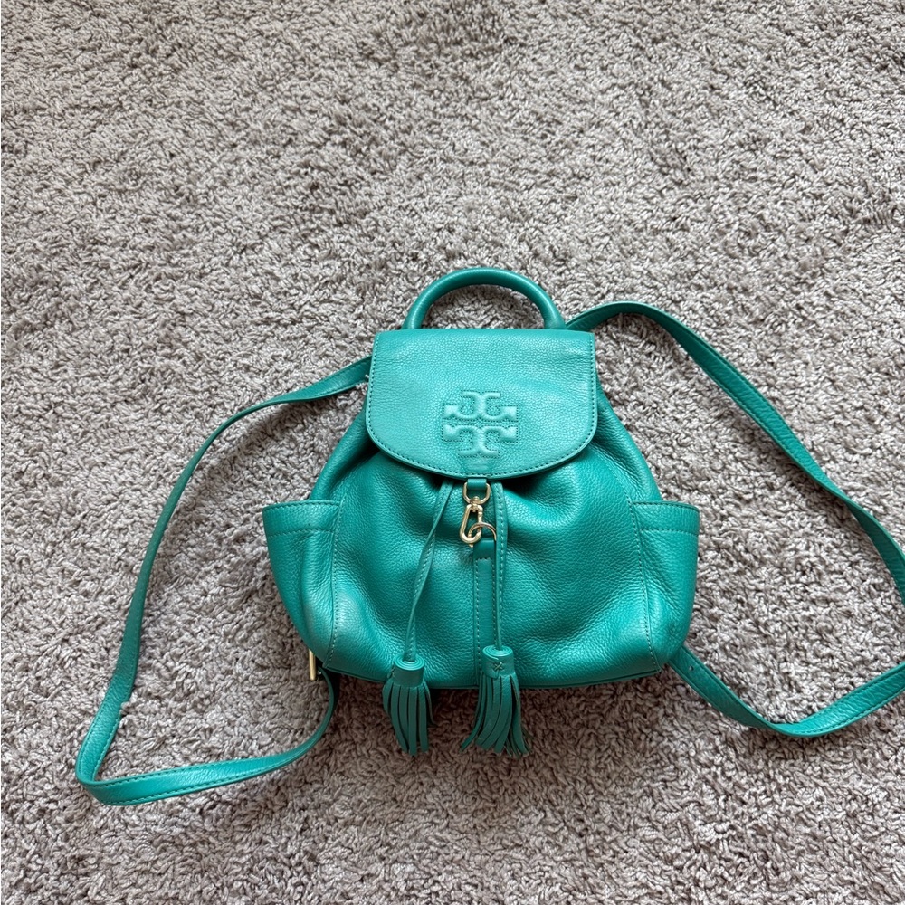 Tory Burch Turquoise Leather Backpack